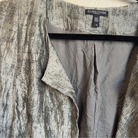 Eileen Fisher Grey Open Front Blazer Jacket Sz 1X - Picture 2 of 9